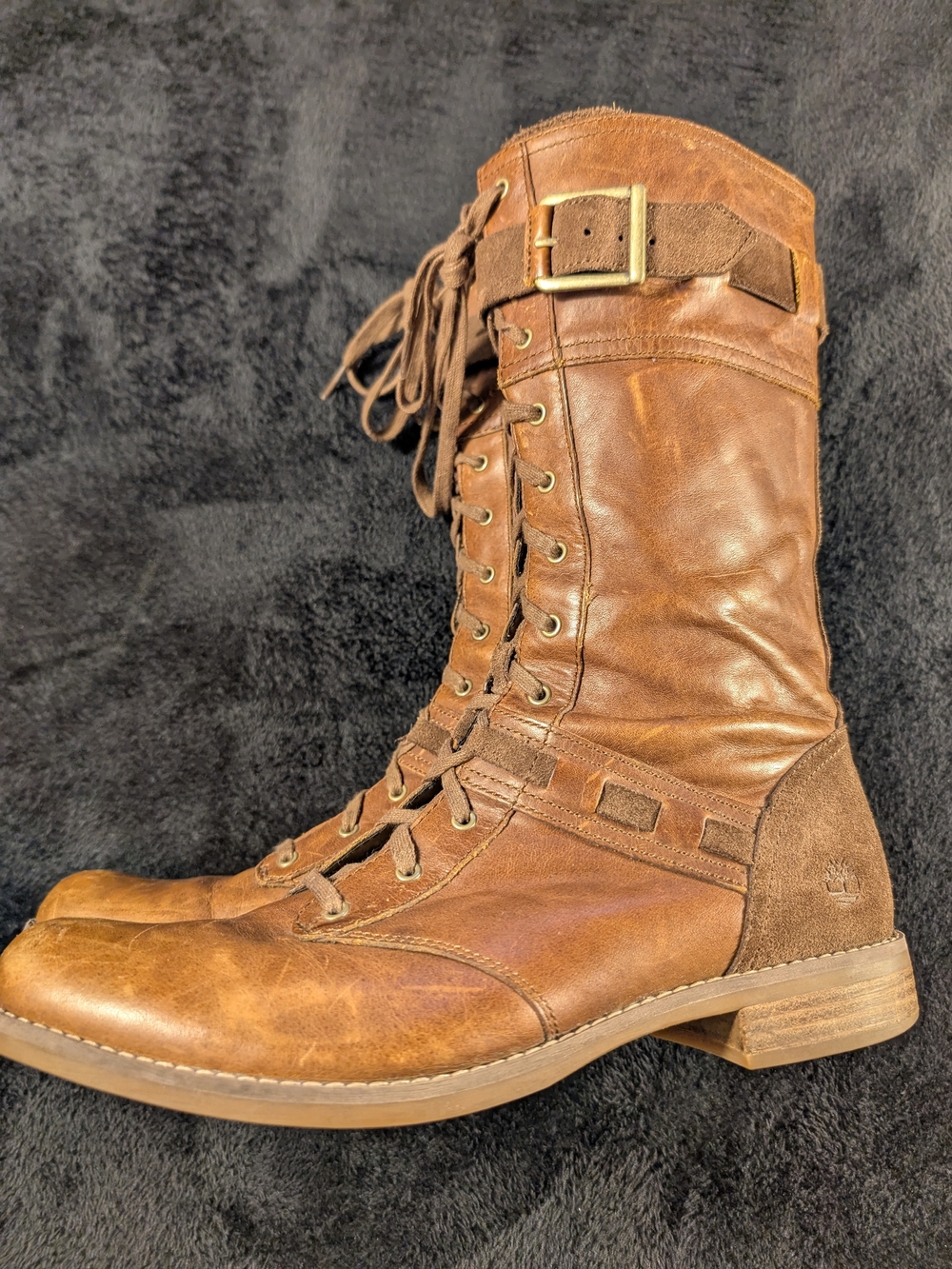 Timberland Savin Hill Brown Lace-Up Leather Women's Mid-Calf Boots